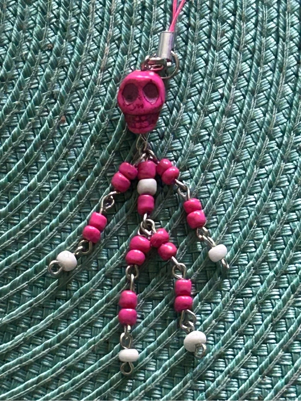 Pink Skull Bead Keychain/phone/purse Charm for Keys 5.5”